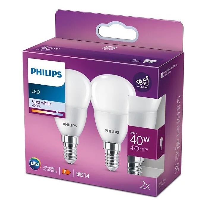 К-кт 2x LED Крушка Philips P45 E14/5W/230V 4000K