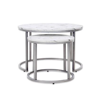 К-кт 2x Масичка за кафе PAOLA Ø 38/60 см сив/мраморен декор