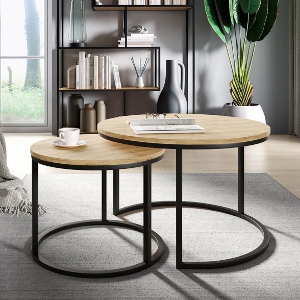 К-кт 2x Масичка за кафе RABEN черен/златист дъб