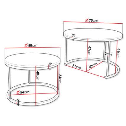 К-кт 2x Масичка за кафе RABEN черен/златист дъб