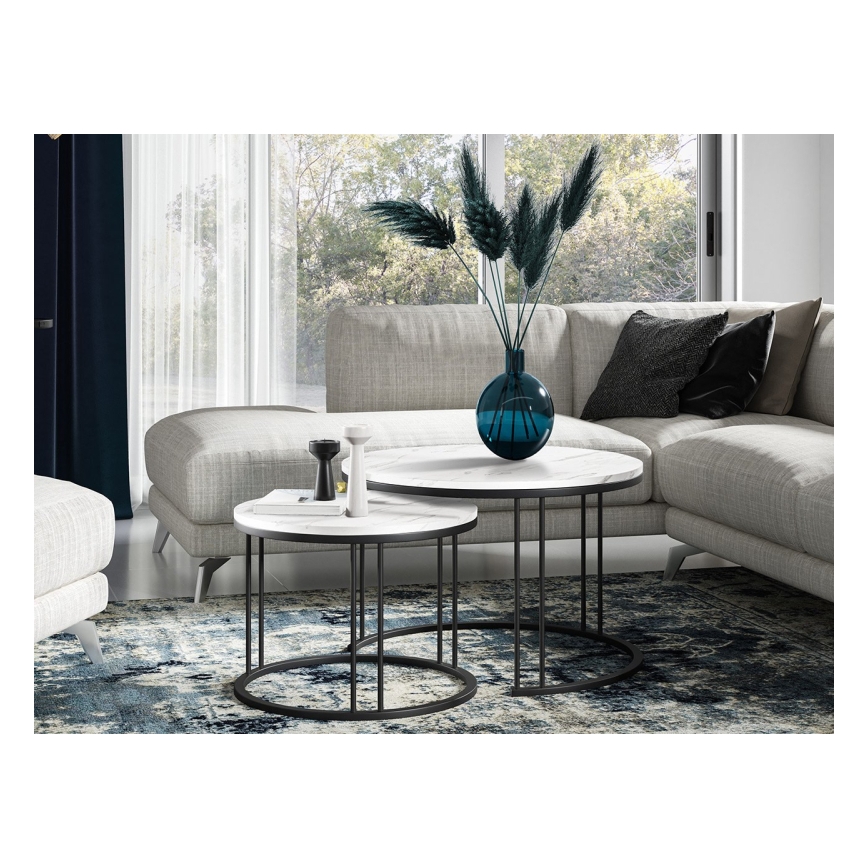 К-кт 2x Масичка за кафе RAGNAR черен/бял