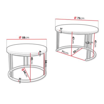 К-кт 2x Масичка за кафе RAGNAR черен/бял