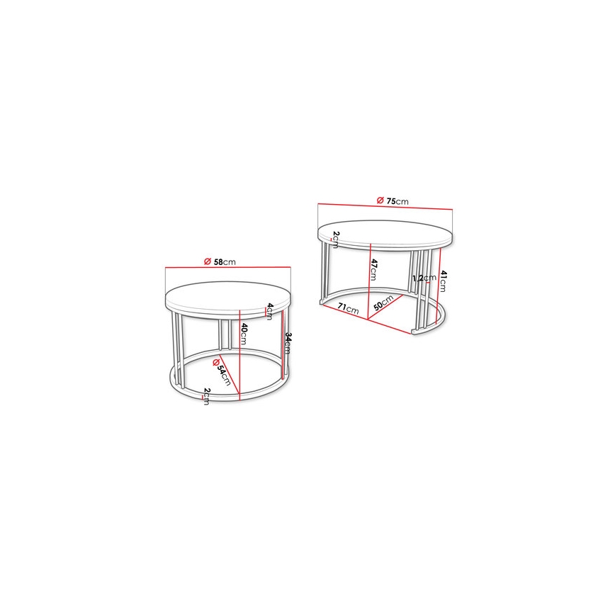 К-кт 2x Масичка за кафе RAGNAR черен/бял