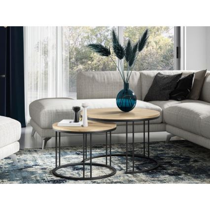 К-кт 2x Масичка за кафе RAGNAR черен/златист дъб