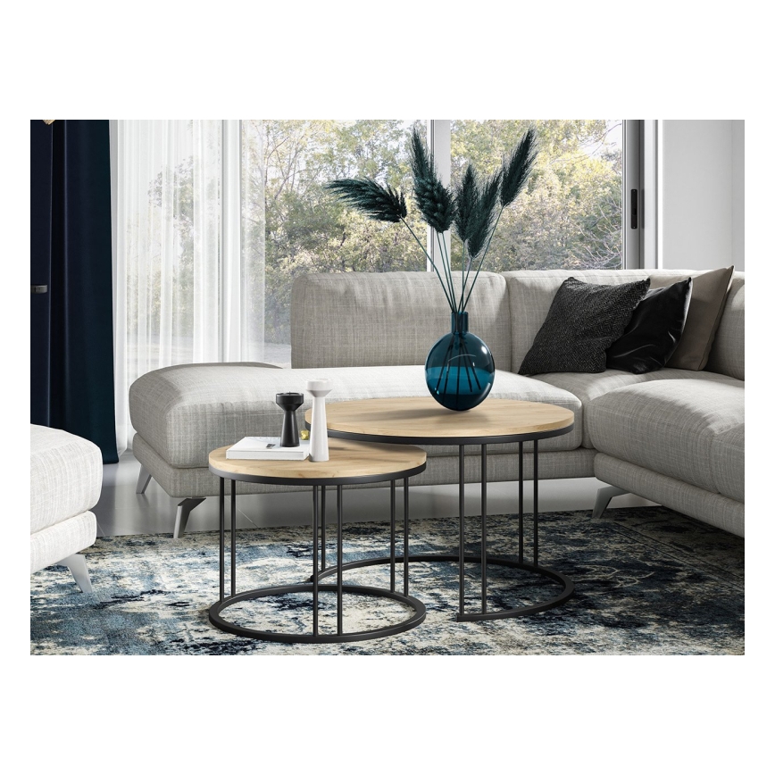 К-кт 2x Масичка за кафе RAGNAR черен/златист дъб