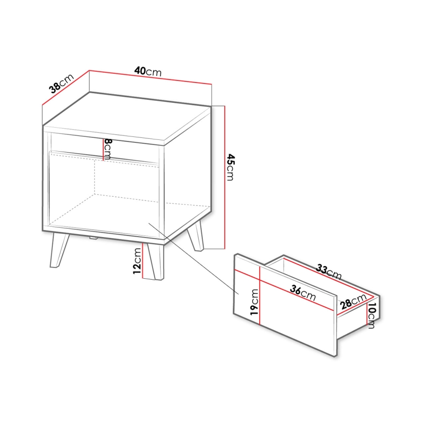 К-кт 2x Нощно шкафче NORD 45x40 см кафяв/антрацит