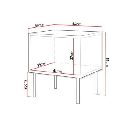 К-кт 2x Нощно шкафче CORTINA 51x45 см черен