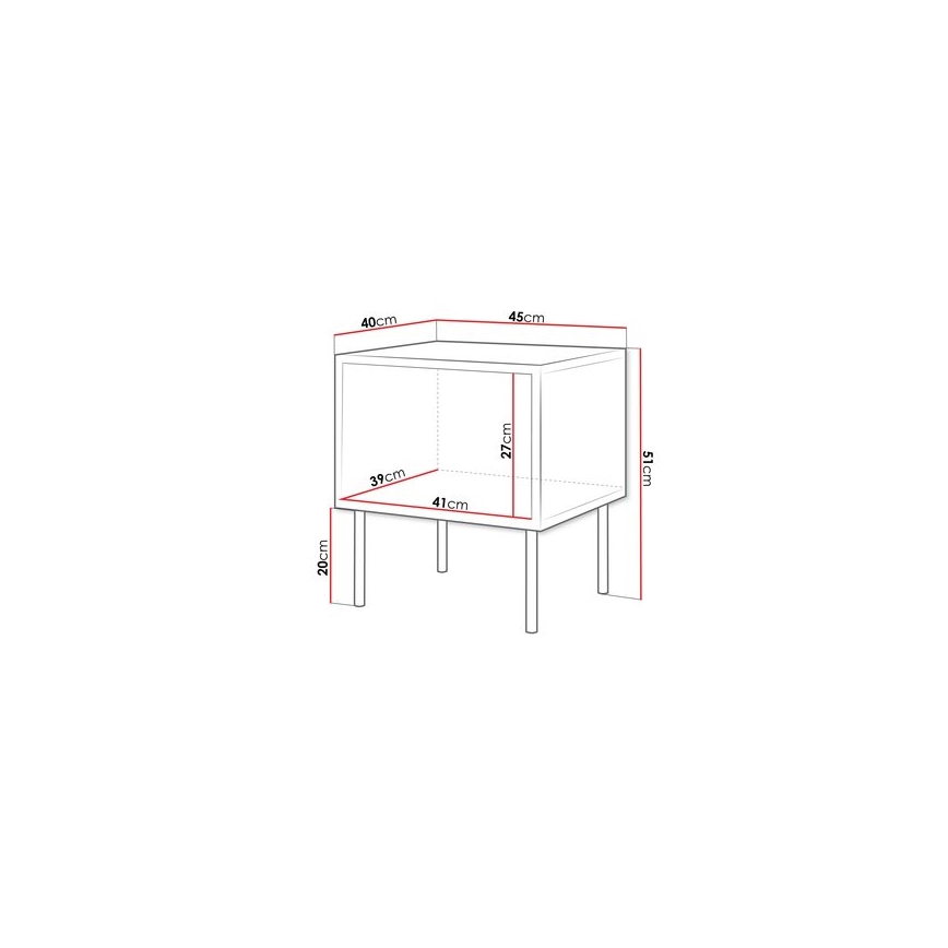 К-кт 2x Нощно шкафче CORTINA 51x45 см черен