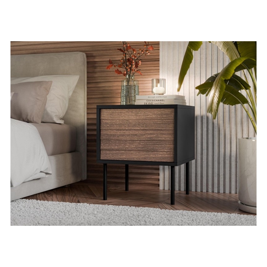 К-кт 2x Нощно шкафче CORTINA 51x45 см черен/орех вармия