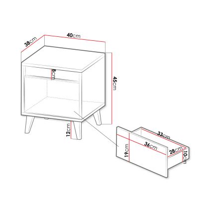 К-кт 2x Нощно шкафче NORD 45x40 см кафяв/антрацит