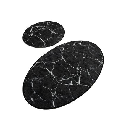 К-кт 2x Постелка за баня MARBLE 50x60/60x100 см черен