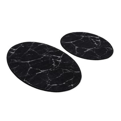 К-кт 2x Постелка за баня MARBLE 50x60/60x100 см черен