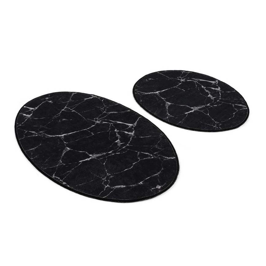 К-кт 2x Постелка за баня MARBLE 50x60/60x100 см черен