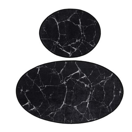 К-кт 2x Постелка за баня MARBLE 50x60/60x100 см черен