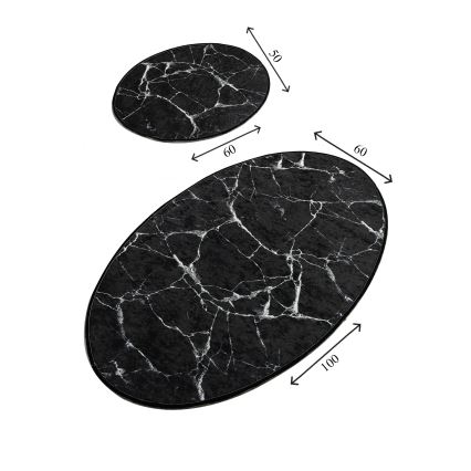 К-кт 2x Постелка за баня MARBLE 50x60/60x100 см черен