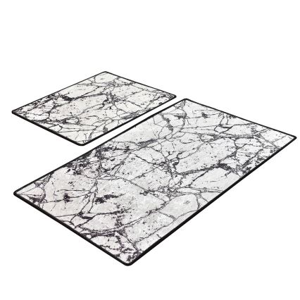 К-кт 2x Постелка за баня MARBLE 60/100 см бял/черен