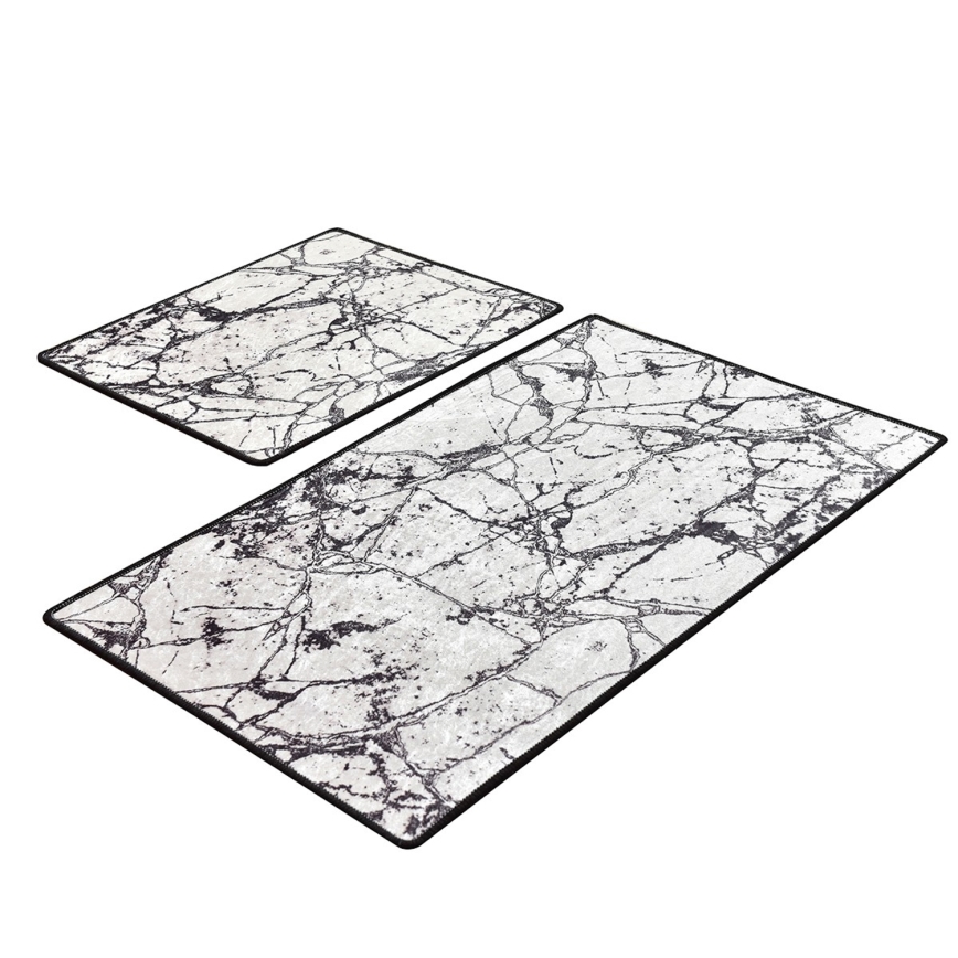 К-кт 2x Постелка за баня MARBLE 60/100 см бял/черен