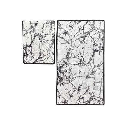 К-кт 2x Постелка за баня MARBLE 60/100 см бял/черен
