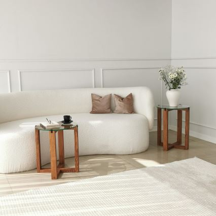 К-кт 2x Странична маса AMALFI Ø 40 см кафяв/прозрачен