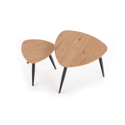 К-кт 2x Странична маса NICEA Ø 40/60 см златист дъб/черен