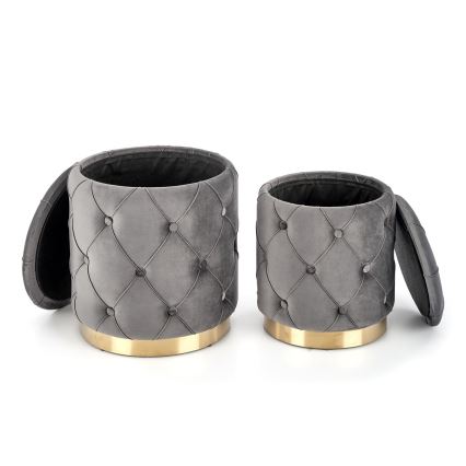К-кт 2x Табуретка POLLY Ø 40/44 см сив/златист