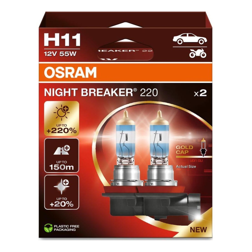 К-кт 2x Крушка за автомобил NIGHT BREAKER H11 PGJ19-2/55W/12V - Osram