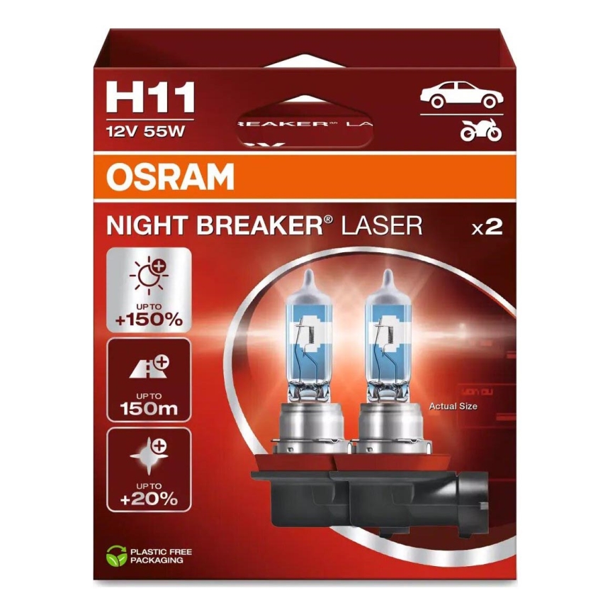 К-кт 2x Крушка за автомобил NIGHT BREAKER H11 PGJ19-2/55W/12V - Osram