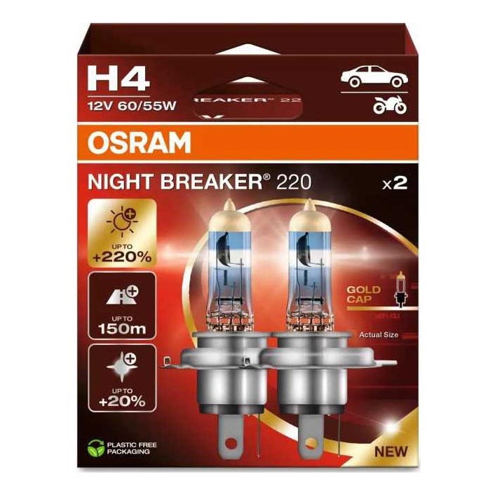 К-кт 2x Крушка за автомобил NIGHT BREAKER H4 P43t/60/55W/12V - Osram