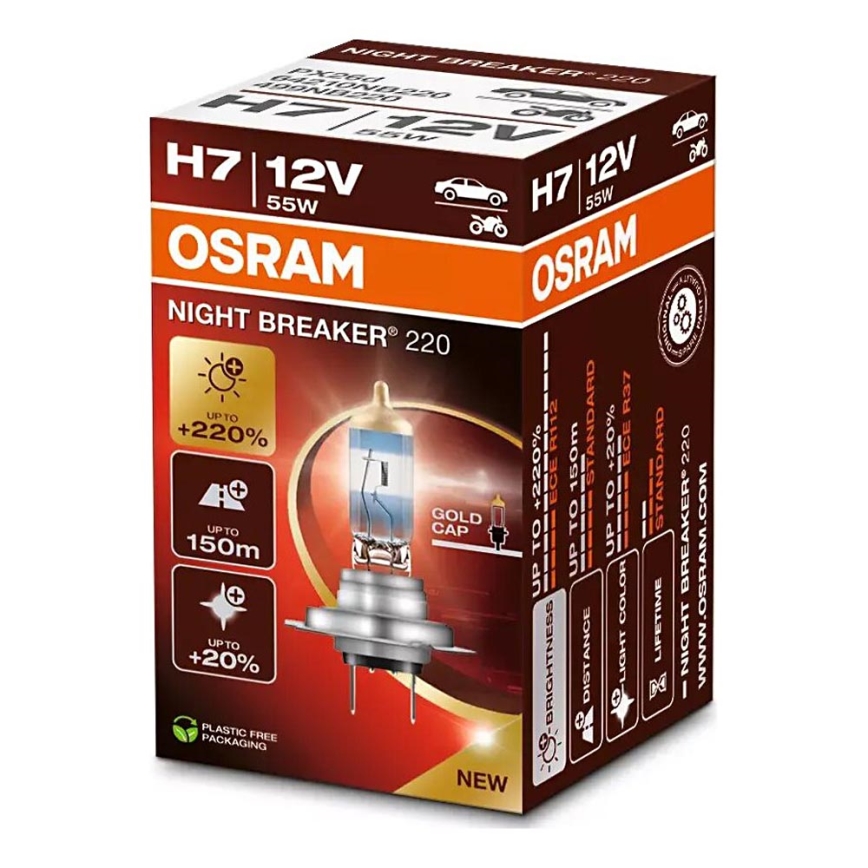 К-кт 2x Крушка за автомобил NIGHT BREAKER H7 PX26d/55W/12V - Osram