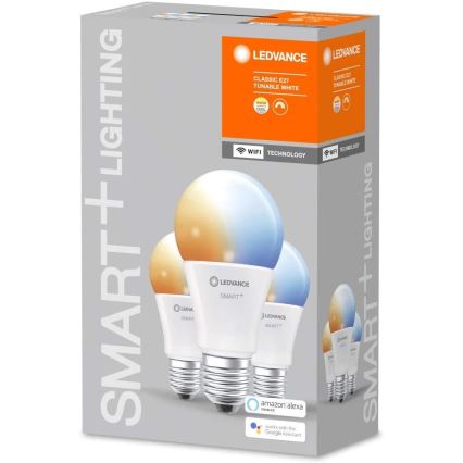 К-кт 3 бр. LED димируема крушка SMART + E27/9,5W/230V 2700K-6500K Wi-Fi - Ledvance