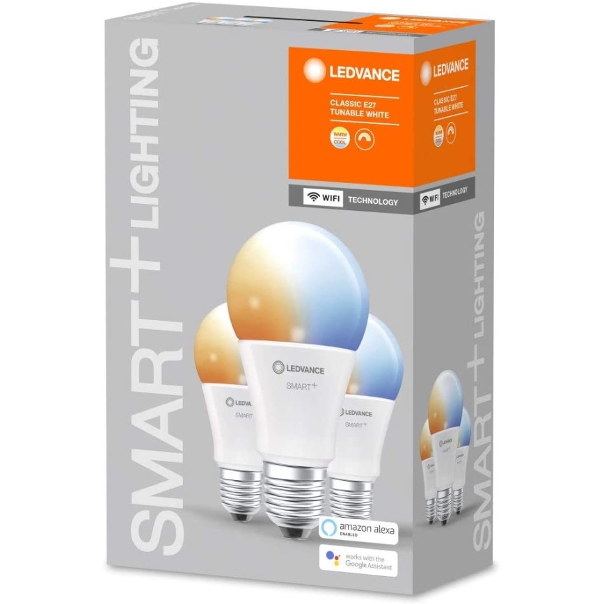 К-кт 3 бр. LED димируема крушка SMART + E27/9,5W/230V 2700K-6500K Wi-Fi - Ledvance