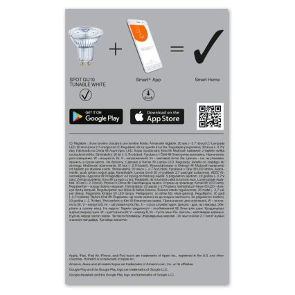 К-кт 3 бр. LED RGBW димируема крушка SMART + GU10/5W/230V 2700K-6500K Wi-Fi - Ledvance