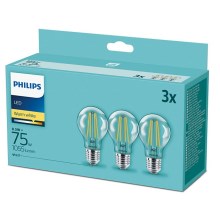 К-кт 3 бр. LED крушки Philips E27/8,5W/230V 2700K