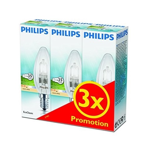 К-кт 3бр. димируеми халогенни крушки Philips E14/28W/230V 2800K