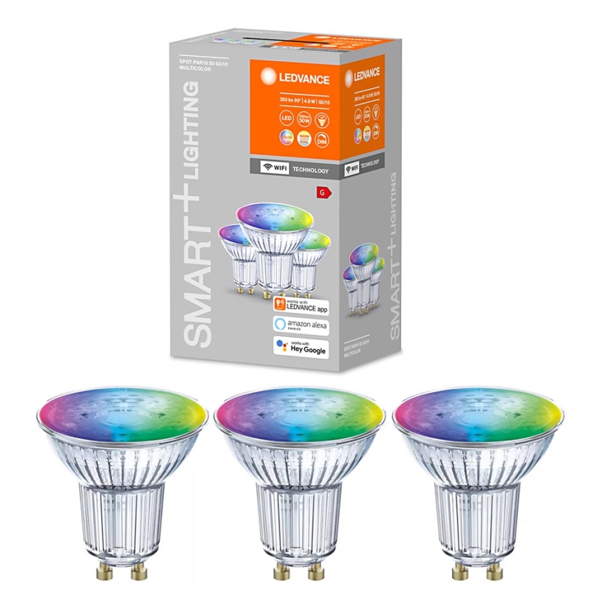 К-кт 3бр. LED RGBW Димируема крушка SMART+ GU10/4,9W/230V 2700K-6500K Wi-Fi Wi-Fi - Ledvance