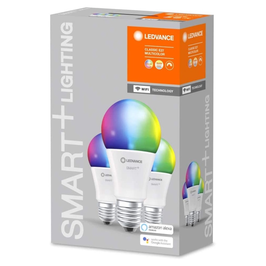 К-кт 3бр. LED RGBW димируеми крушки SMART+ E27/9W/230V 2700K-6500K Wi-Fi - Ledvance
