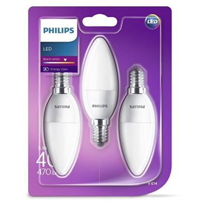 К-кт 3бр. LED крушки Philips B35 E14/5,5W/230V 2700K