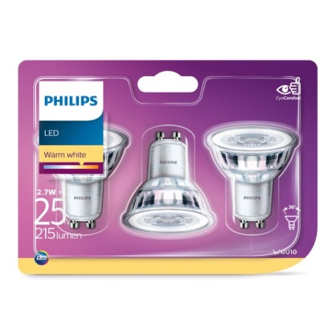 К-кт 3бр. LED крушки Philips GU10/2,7W/230V 2700K
