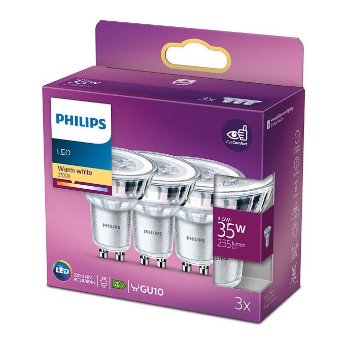 К-кт 3бр. LED крушки Philips GU10/3,5W/230V 2700K