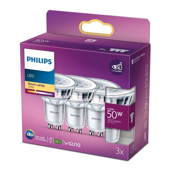 К-кт 3бр. LED крушки Philips GU10/4,6W/230V 2700K