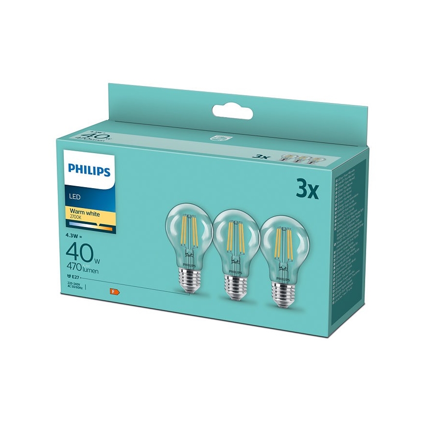 К-кт 3бр. LED крушки VINTAGE Philips E27/4,3W/230V 2700K