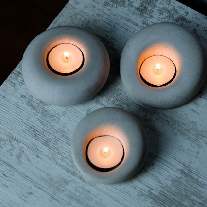 К-кт 3бр. поставки за чаени свещи 10см/9см/8см бетон