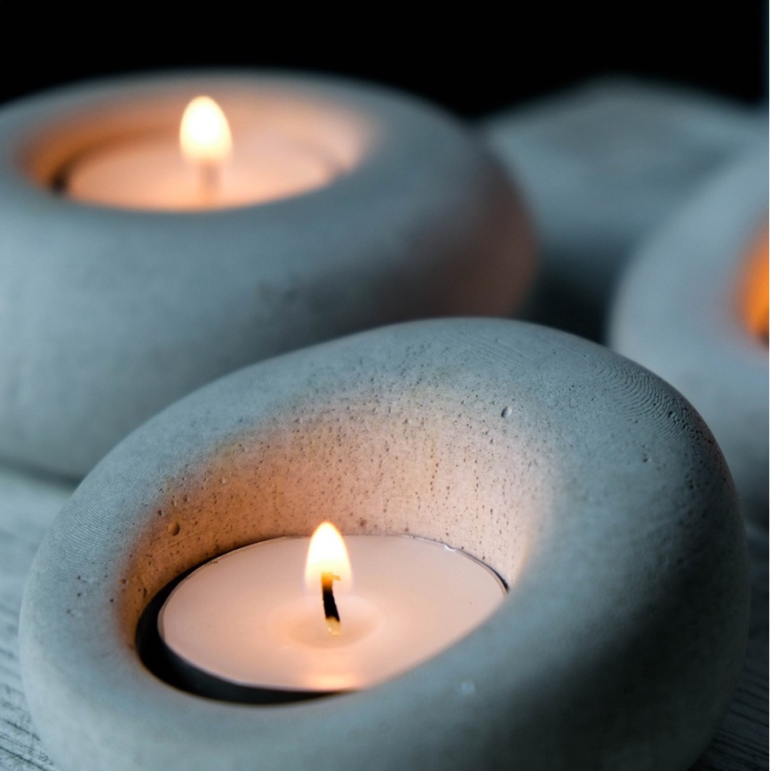 К-кт 3бр. поставки за чаени свещи 10см/9см/8см бетон