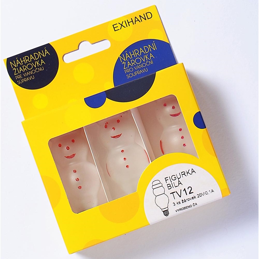 К-кт 3бр. резервни крушки FIGURINE E10/20V/0,1A бели Произведени в Европа