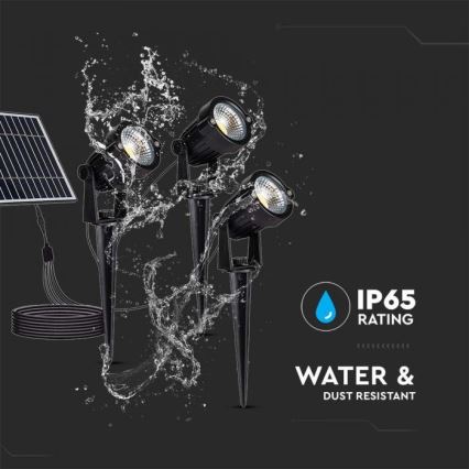 К-кт 3x LED Екстериорна соларна лампа 3xLED/1,2W/3,7V IP65 3000K 4000 mAh