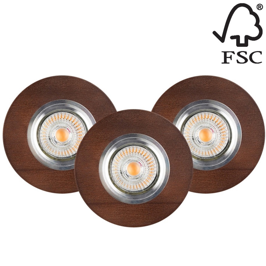 К-кт 3x LED Лампа за окачен таван VITAR 1xGU10/5W/230V CRI 90 бук – FSC сертифицирано