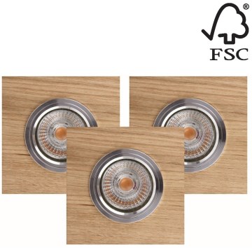 К-кт 3x LED Лампа за окачен таван VITAR 1xGU10/5W/230V CRI 90 дъб – FSC сертифицирано