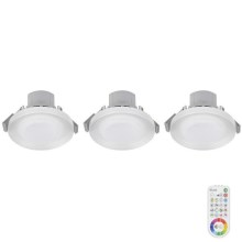 К-кт 3x LED RGB Димируема лампа за окачен таван на баня ARGON LED/7,3W/230V IP44 + дистанционно управление