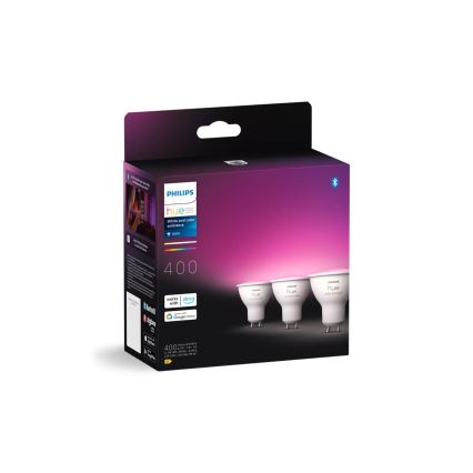 К-кт 3x LED RGBW Димируема крушка Philips Hue WHITE AND COLOR AMBIANCE GU10/4,2W/230V 2000-6500K