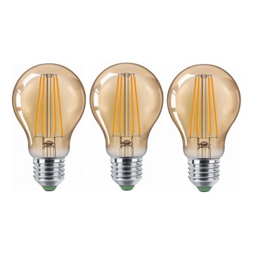 К-кт 3x LED Крушка CLASIC AMBER A60 E27/9W/230V 2200K - Brilagi